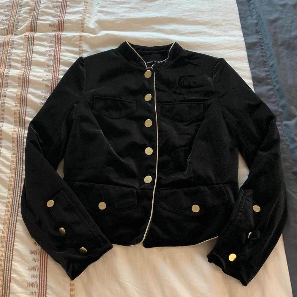 Who What Wear Black Velvet Military Style Jacket
